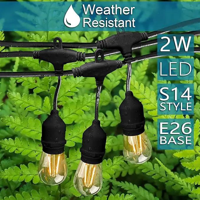 Banord Outdoor String Lights, 48FT Waterproof Patio Lights with 2W Dimmable LED Bulbs, for Outdoor Backyard, Garden, Deck, Porch, Gazebo, Balcony, Camping, Party by GreenHaven Gardens
