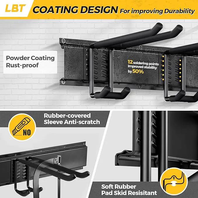 LBT 66" Garage Tool Organizer Wall Mount - 720lbs Garden Tool Organizer with Adjustable Hooks, Heavy Duty Metal Garage Storage Rack, Anti-Rust Shed Rack Holder Hanging Rake Broom Mower Snowboard by GreenHaven Gardens