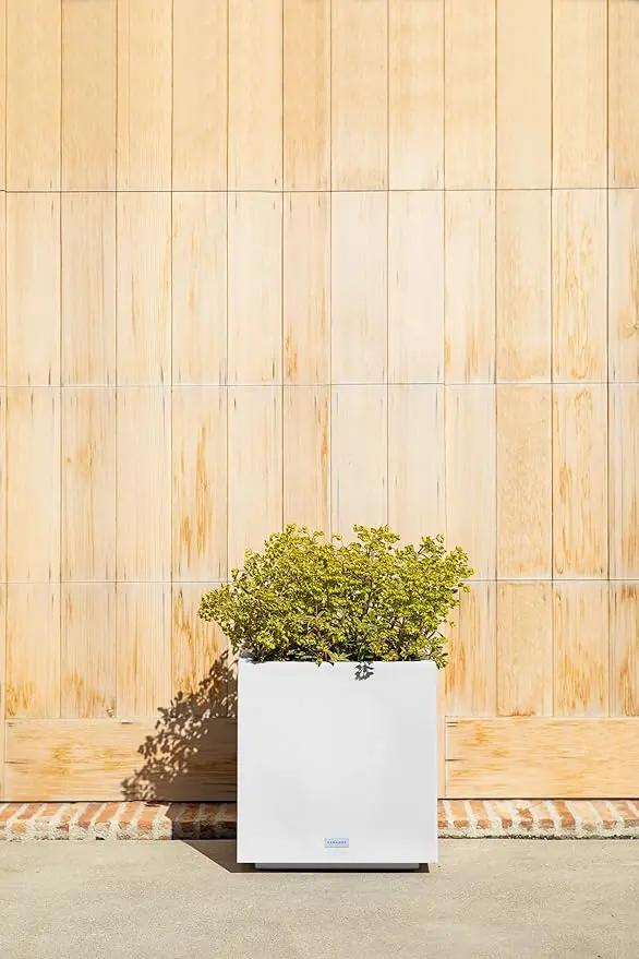 Veradek Block Series Cube Plastic Planter - Large Square Planter for Indoor or Outdoor Patio/Garden | Durable All-Weather Use with Drainage Holes | Modern Décor for Tall Plants, Trees, Flowers by GreenHaven Gardens