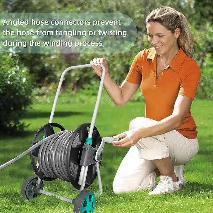 Garden Water Hose Reel Cart, Holds 100 Feet of 5/8 Inch Hose,Garden Water Pipe Holders Mobile Tools with 2 Wheels for Outside Watering by GreenHaven Gardens