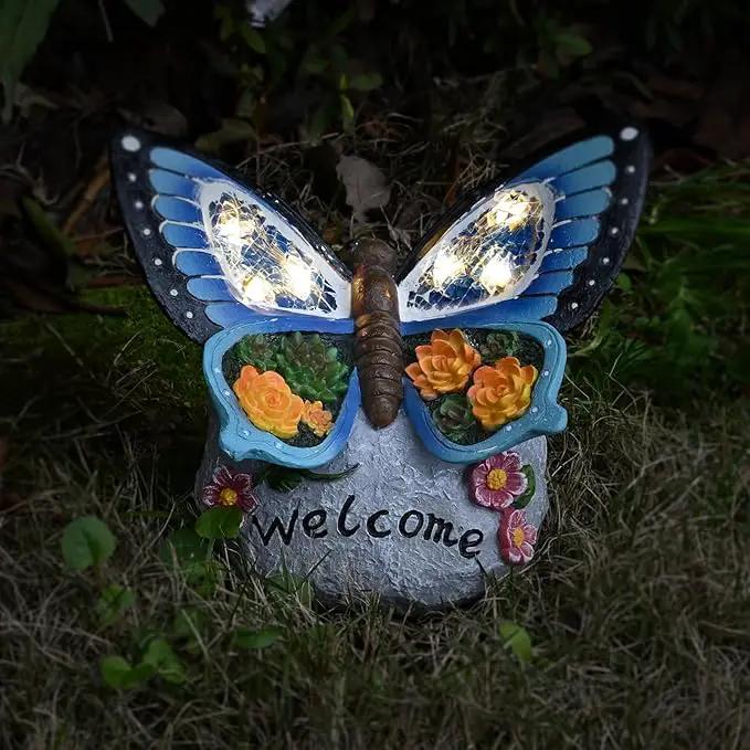 Yiosax-Garden Statue Butterfly Decor-Solar Outdoor Butterfly Light-Butterfly Figurine Decoration for Patio,Balcony,Yard,Lawn Ornament Garden Gift Women Mom by GreenHaven Gardens