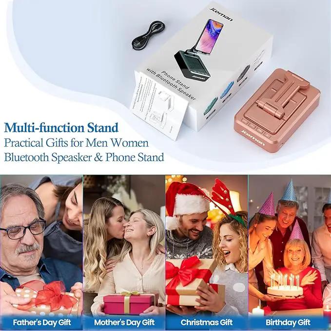Jteman Portable Phone Stand with Speaker Bluetooth Wireless,Gifts for Men Women,Birthday for Women Men,Kitchen Gadgets for Men,Phone Holder for Desk - Rose Gold by GreenHaven Gardens