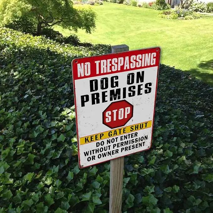 Beware Of Dog Signs For Fence No Trespassing Dog On Premises Sign For Garden Dogs Warning Signs For Property Funny Metal Tin Signs Dog In Yard Sign Do Not Enter Sign 12 X 8 Inch by GreenHaven Gardens