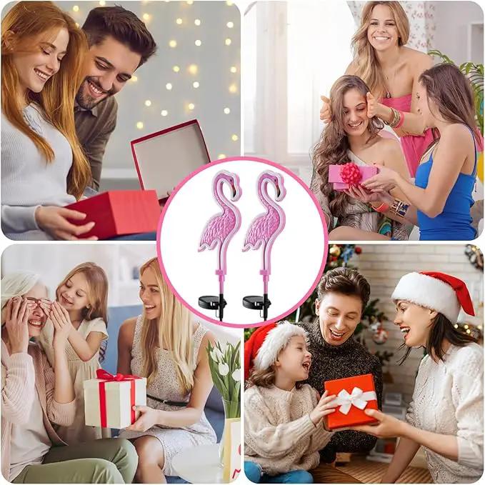 Solar Flamingo Garden Light 2Pack,Solar Outdoor Garden Decoration,Pink Neon Flamingo Solar Lights,Christmas Outdoor Decoration,Waterproof Garden Outdo (2pcs - Neon Flamingo) by GreenHaven Gardens