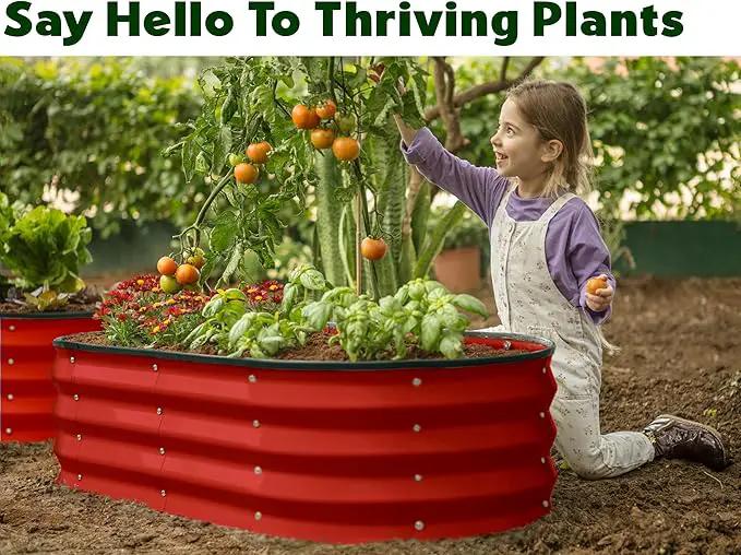Galvanized Raised Garden Beds Outdoor // 4×2×1 ft Planter Raised Beds for Gardening, Vegetables, Flowers // Large Metal Garden Box (Red) by GreenHaven Gardens
