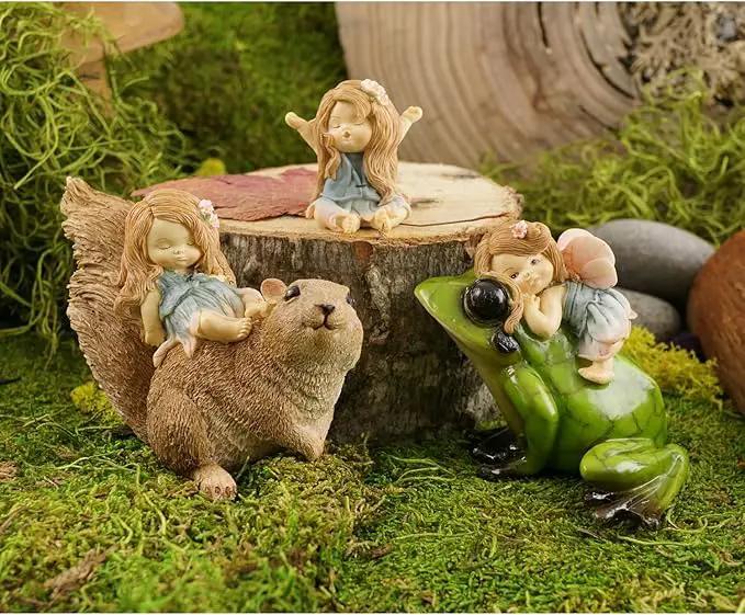 Top Collection Miniature Fairy Garden and Terrarium Statue, Little Fairy Yawning by GreenHaven Gardens