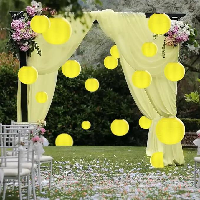 10 Pack Outdoor Silk Lanterns Decorative, 10inch Waterprooof Outside Indoor Chinese Hanging Round Lanterns for Weddings, Birthdays, Parties Decoration(Yellow) by GreenHaven Gardens