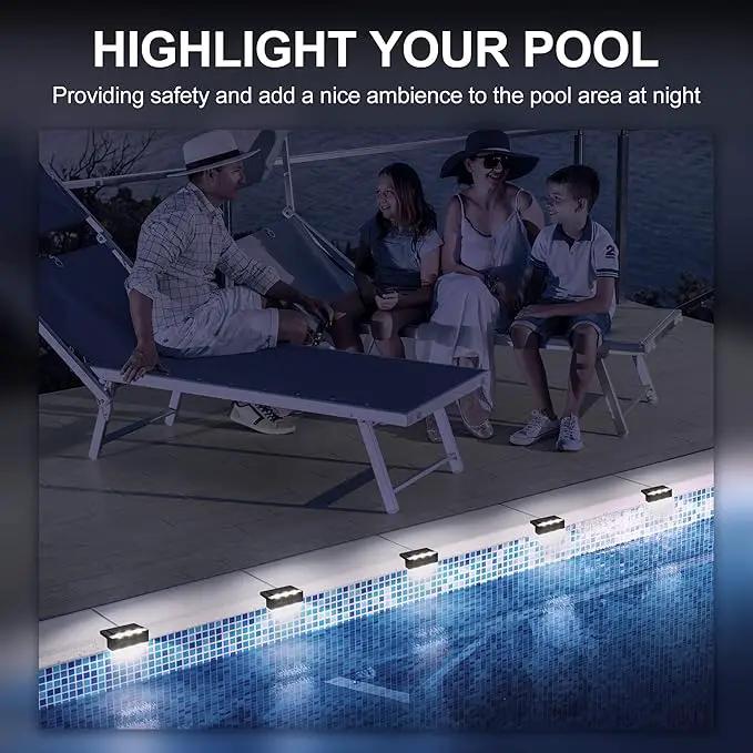 SOLPEX Solar Fence Lights, 6 LEDs Solar Lights Outdoor Waterproof Solar Powered for Deck, Stair, Front Porch, Balcony, Walkway, Garden, Yard, Patio, Pool Decor, IP65 Waterproof (12 Pack, Cold White) by GreenHaven Gardens