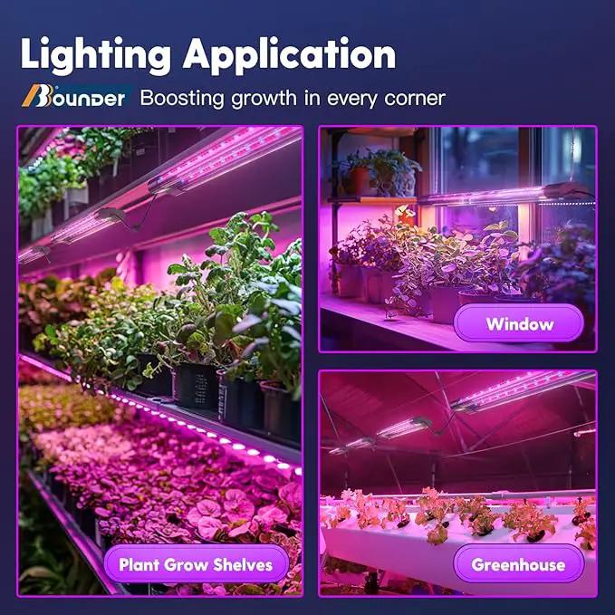 BBOUNDER 2ft 1 Pack Grow Lights for Indoor Plants, 80W (4x20W, 440W Equivalent), Red Blue Full Spectrum, Linkable LED Grow Light for Hydroponic Indoor Plant Seedling Veg, Plug in with On/Off Switch by GreenHaven Gardens