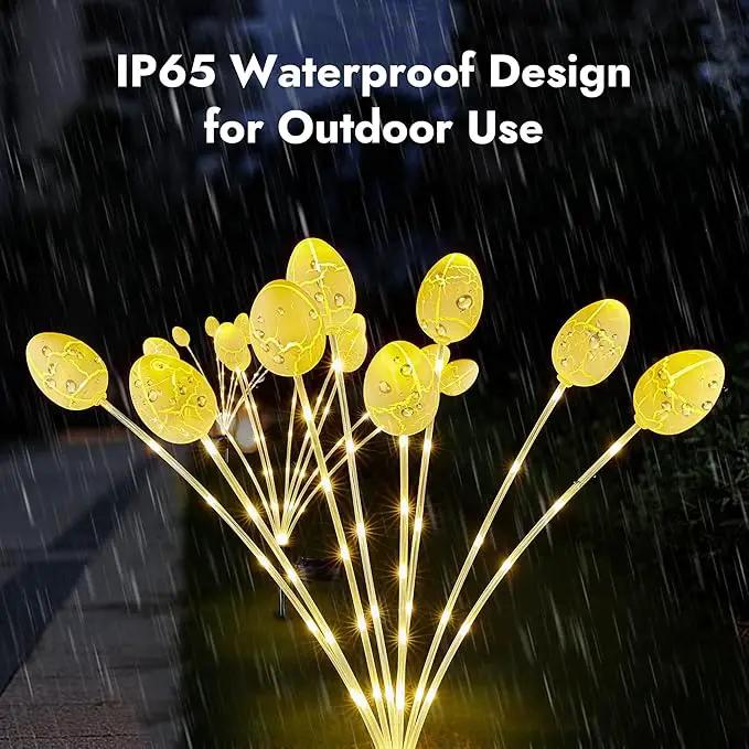 WBao Solar Easter Decorations Outdoor, 4 Packs Easter Egg Pathway Lights with Stainless Steel Stakes, 2 Modes, Waterproof, Growing Stem Easter Egg Lights for Garden Patio Yard Easter Décor, WarmWhite by GreenHaven Gardens