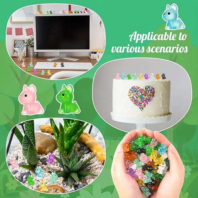 90 Pcs Luminous Mini Resin Dogs, Miniature Dog Figurines, Cute Small Dog Figures, Mini Dog Figurines Statues Glow in The Dark Crafts Cake Decor Tiny Home for Micro Landscape Dollhouse Garden by GreenHaven Gardens