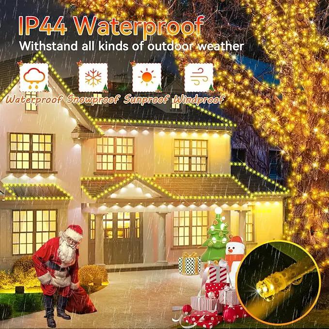 Hezbjiti 1000 LED 403 FT Christmas String Lights Outdoor, 8 Lighting Modes IP44 Waterproof Fairy Lights with Timer and Dimmable Function for Home Party Tree Decorations (Warm White, Clear Wire) by GreenHaven Gardens