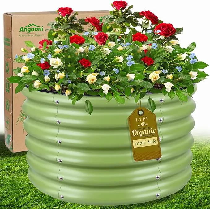 3x3x1.4ft Galvanized Raised Garden Bed, Deep Metal Garden Bed, Matcha Green Raised Garden Beds Outdoor, Raised Bed for Planting Vegetables, Flowers, Fruits by GreenHaven Gardens