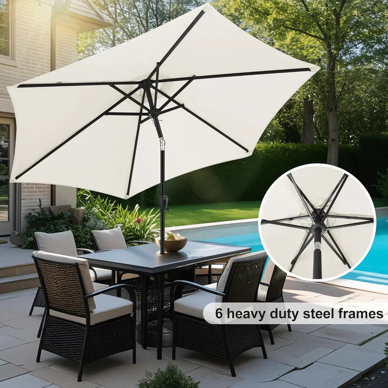 FLAME&SHADE 10ft Patio Umbrella - Outdoor Umbrella with 6 Sturdy Ribs, Push Button Tilt and Crank, UV Protection Table Market Umbrella for Pool, Porch，Garden, Deck, Backyard (Ivory) by GreenHaven Gardens
