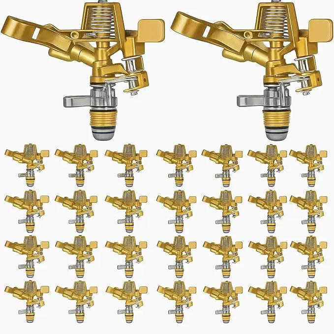 Ferraycle 50 Pieces 1/2 Inch Brass Impact Sprinkler Head with Nozzles Heavy Duty Adjustable 0-360 Degrees Impulse Sprinkler Head Lawn Watering for Yard Irrigation by GreenHaven Gardens