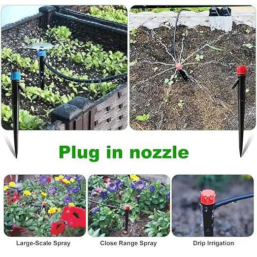 Drip Irrigation System Kit,100FT Adjustable Drip Watering Plant System with 5/16" and 1/4" Irrigation Tubing Hose,Drip Emitters,Lock Barbed Tee Fittings for Garden and Raised Beds,Greenhouse,Yard,Lawn by GreenHaven Gardens