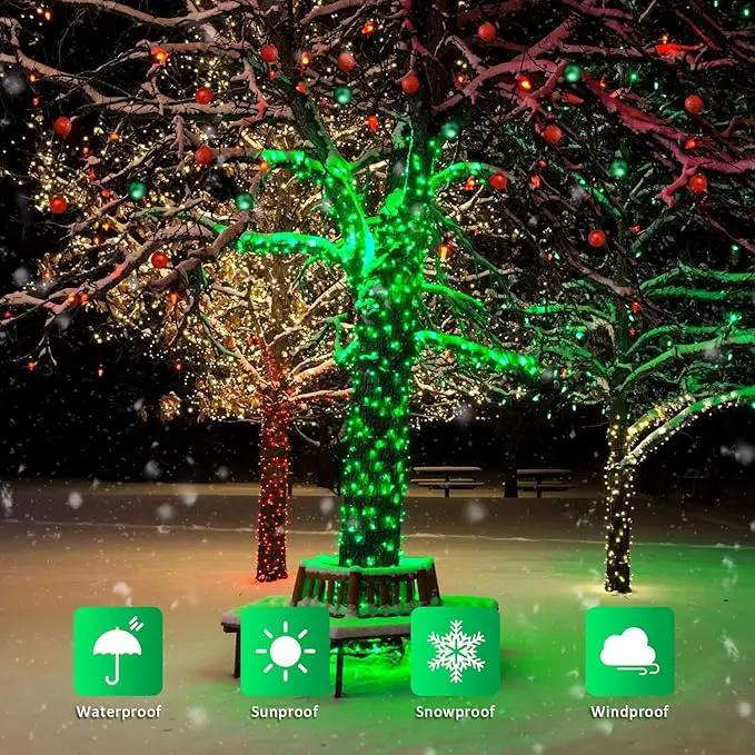 JMEXSUSS 4 Pack Green Solar Christmas Lights, Total 400 LED 132FT Solar String Lights Outdoor Waterproof, 8 Modes Copper Wire Solar Fairy Lights for Patio Garden Yard Tree Christmas Decor by GreenHaven Gardens