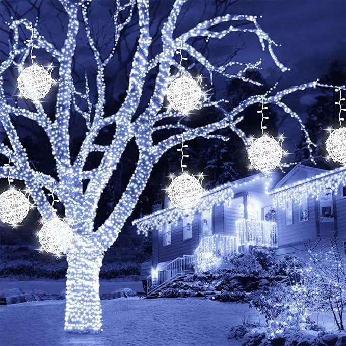 Christmas String Lights Outdoors,4 Pack 7.95" Sphere Lights,Ball Tree Garden Globe Lights for Home, Party, Christmas, Porch Patio,Wedding, Garden,Tree Decoration with Plug by GreenHaven Gardens