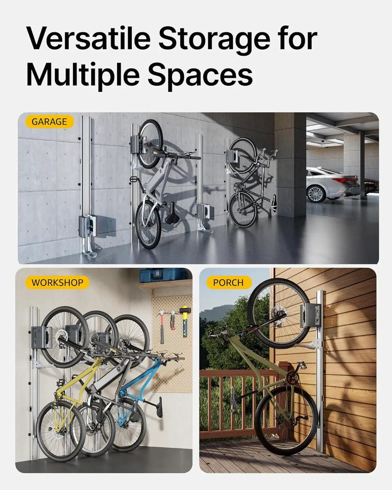 monTEK Automatic Lift EBike Rack – Fits 24-29" Tires, Heavy-Duty Vertical Wall Rack for Bicycles (Up to 71 lbs) - Effortless Lifting, Easy Install - Space-Saving Storage for Garage, Shed, SG by GreenHaven Gardens