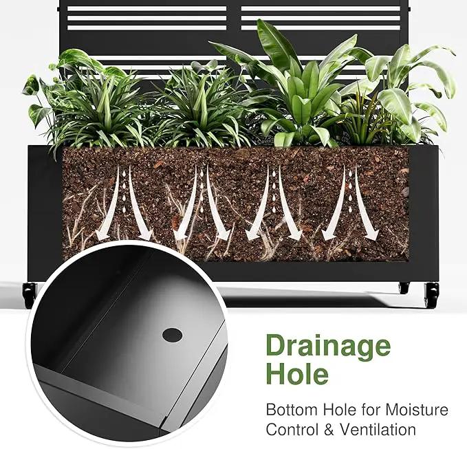 Casaphoria Metal Raised Garden Bed with Trellis and Wheels, 72"x35"x16" Arched Planter Box for Climbing Plants, Vegetables & Vines, Features Drainage Holes and Privacy Screen (Black-Harold) by GreenHaven Gardens