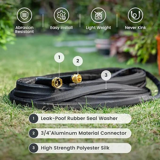 Giraffe Tools Garden Hose 50FT Lightweight Lay Flat Water Hose Kink Free Flexible Hose with 9 Spray Function Nozzle（Black） by GreenHaven Gardens