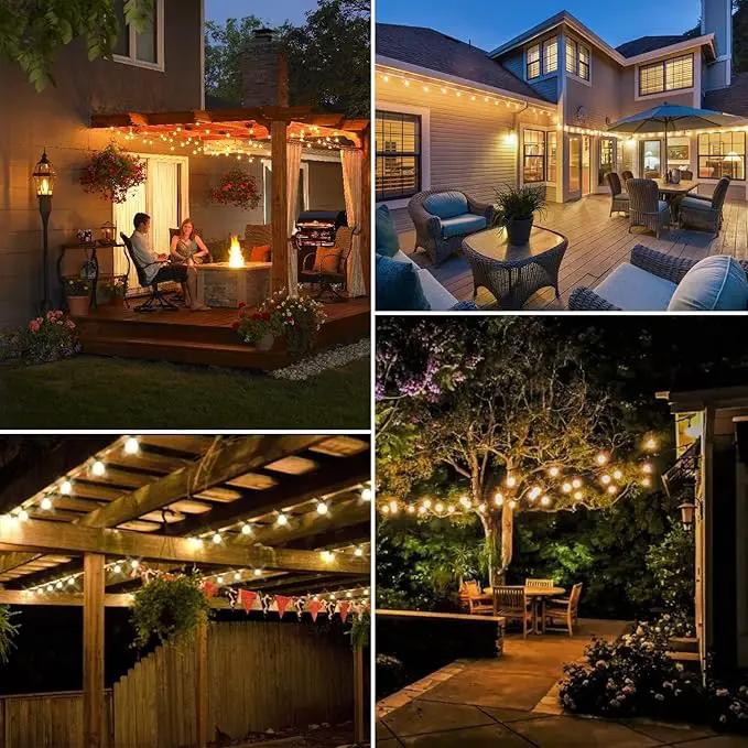 DAYBETTER 50ft Solar String Lights Outdoor Waterproof - 25 Bulbs 2700K Warm White with 3W Solar Panel 12+ Hours Runtime-Garden Patio Lights for Backyard Wedding Camping Homeowners by GreenHaven Gardens