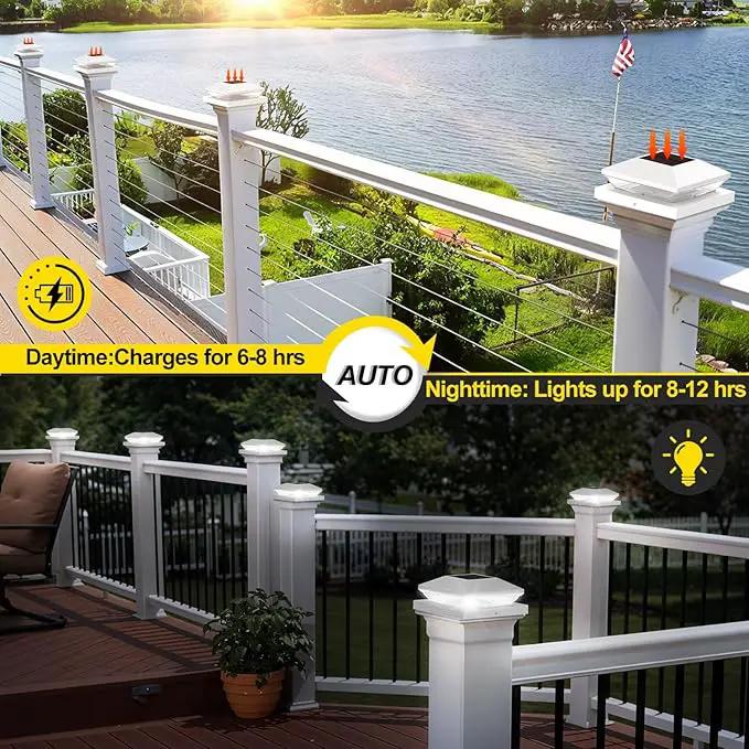 T-SUN Bright Solar Post Cap Lights 6 Pack – Outdoor Waterproof Solar Powered Deck Fence Post Lights for Wooden (4x4/6x6) & Vinyl (4x4/5x5) Posts – 2 Modes for Garden, Patio, Gate, Mailbox, Porch by GreenHaven Gardens