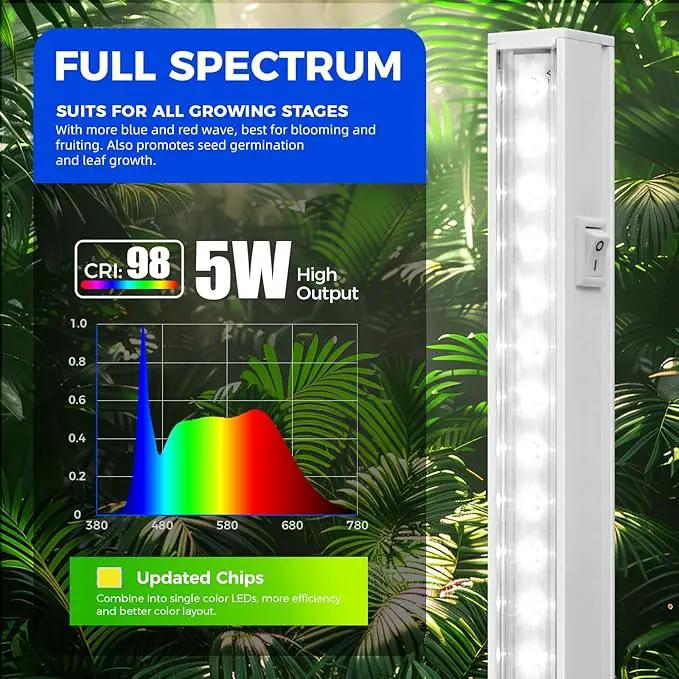 Barrina Grow Lights for Indoor Plants, 5000K White Full Spectrum Led Grow Light, 1ft Plant Grow Light, LED Grow Light, T5 Grow Light Strip, Plug and Play, 8-Pack by GreenHaven Gardens