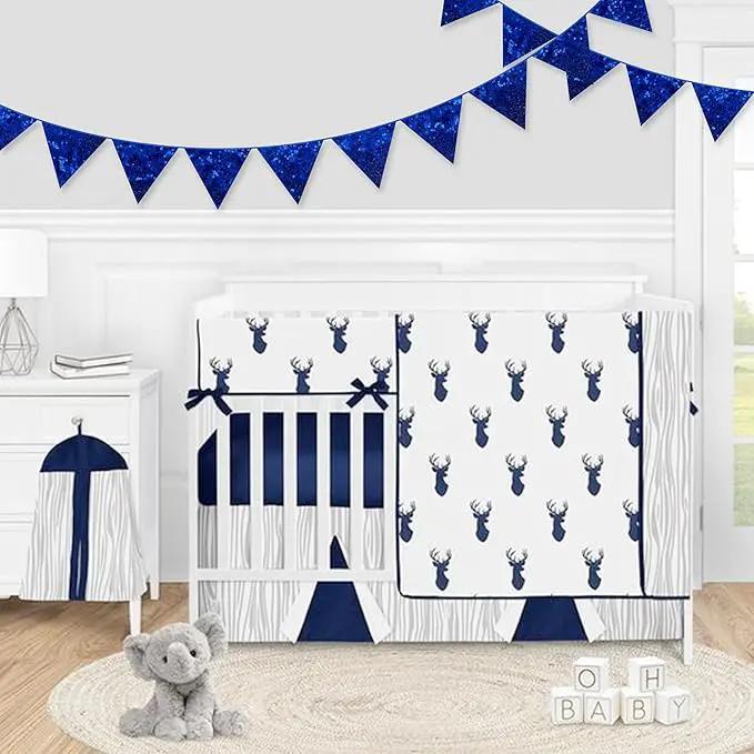 pinkblume Royal Blue Decorations Double Sided Sequin Navy Blue Fabric Triangle Pennant Banner Flag Bunting Garland for Blue Nautical Ahoy Achor Theme Nursery Classroom Home Bedroom Wall Decor by GreenHaven Gardens