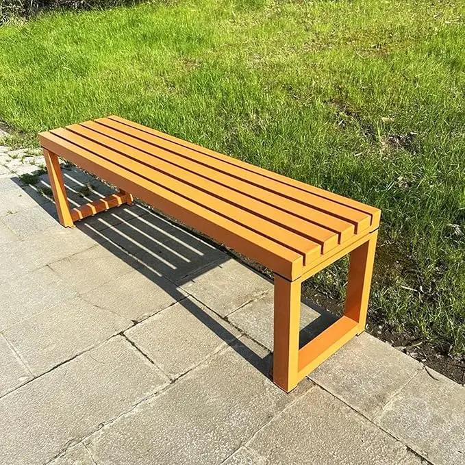 Weatherproof Metal Dining Bench, Outdoor Bench Backless Patio Bench 2-Person Farmhouse Bench Garden Bench for Kitchen, Living Room, Entryway(Orange,5.9ft) by GreenHaven Gardens