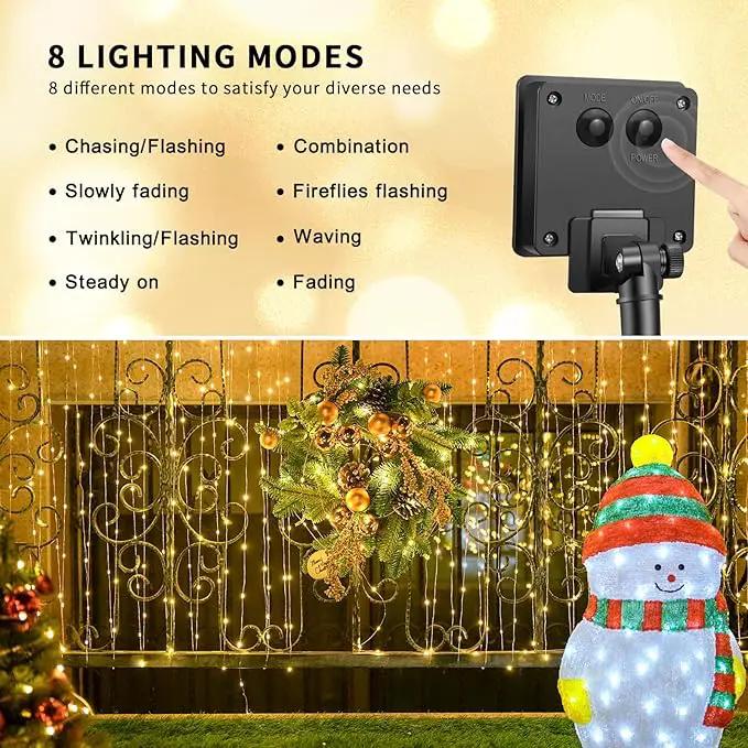 JMEXSUSS Solar String Lights 200 LED, Warm White, Waterproof, 66ft, 8 Modes, IP44, Outdoor Patio, Garden, Christmas Decoration by GreenHaven Gardens