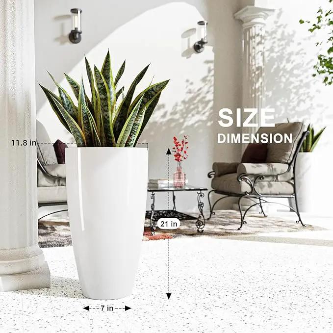 QCQHDU 21 inch Tall Planters for Indoor & Outdoor Plants, 2 Pack Sturdy Plant-Flower-Tree Pots for Front Porch Patio Deck Living Room Decor by GreenHaven Gardens