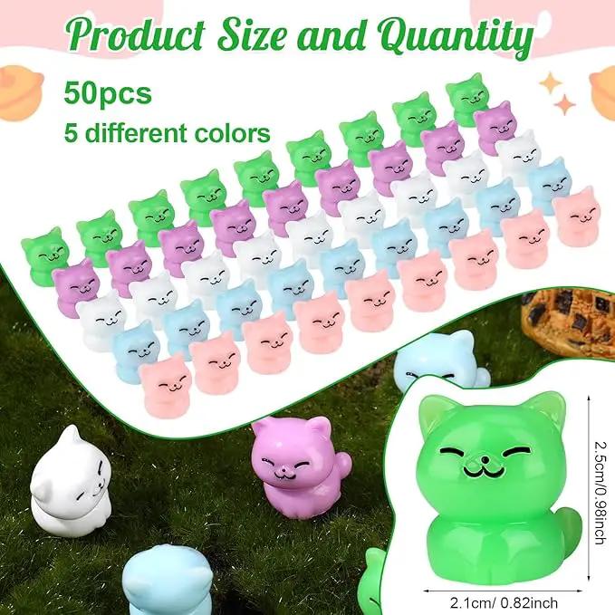 50 Pcs Mini Resin Cats, Miniature Cat Figurines, Cute Small Cat Figures, Tiny Resin Animals Cat DIY Crafts Cake Decor Tiny Home for Micro Landscape Dollhouse Garden by GreenHaven Gardens