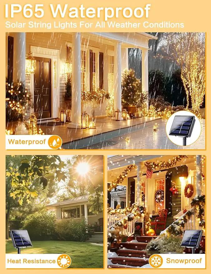 2Pack Solar String Lights Outdoor, 80FT 200LED Solar Fairy Lights, Waterproof Copper Wire & 8 Modes, Solar Twinkle Light for Garden, Tree, Wedding, Christmas Decorations, Patio, Fence (Warm White) by GreenHaven Gardens