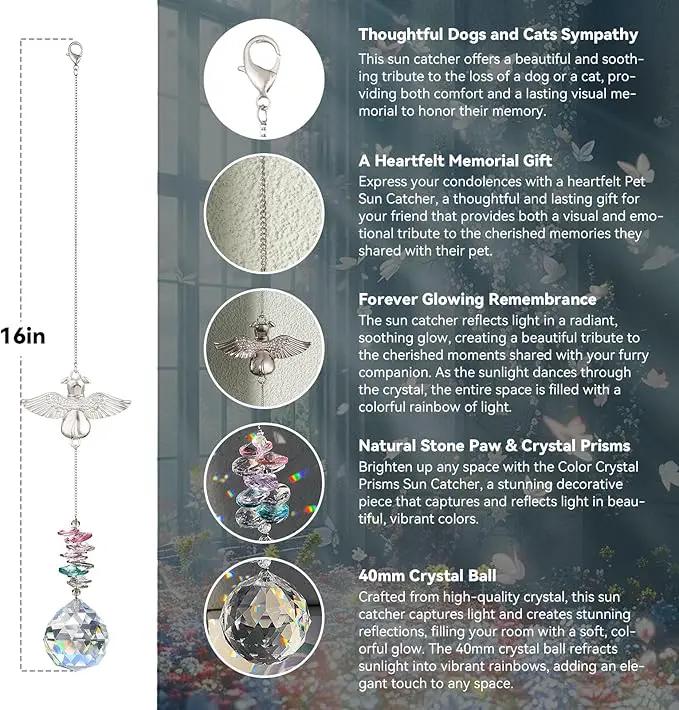 Loss of Dog Sympathy Gift - Dog Memorial Suncatcher, Pet Loss Crystals Prisms Rainbow Maker, Rainbow Bridge Dog Memorial Gifts, Passing Away Remembrance Sun Catcher, Pet Loss Bereavement Gift Idea by GreenHaven Gardens