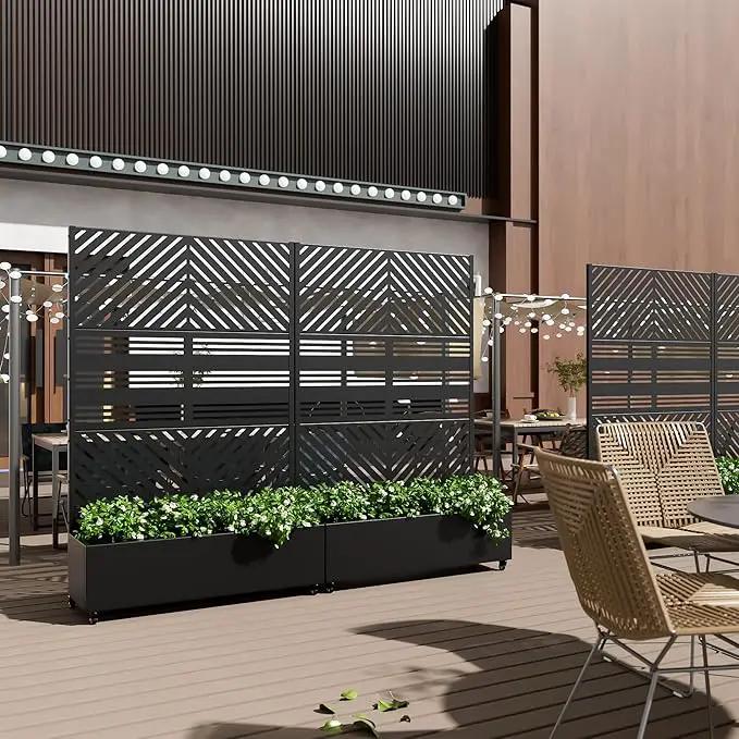 Casaphoria Metal Raised Garden Bed with Trellis and Wheels, 72"x47"x16" Planter Box for Climbing Plants, Vegetables & Vines, Features Drainage Holes and Privacy Screen, Black(Parallel&Harold) by GreenHaven Gardens