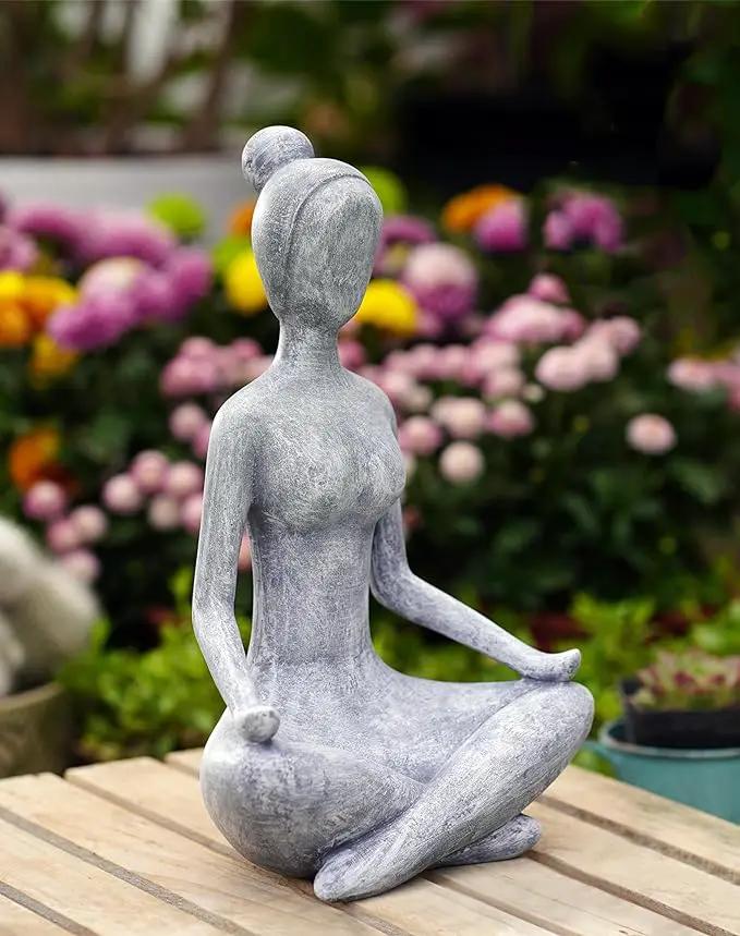 Goodeco Zen Lady Garden Outdoor Statue - Resin Collectible Figurines for Home Decor Accents & Shelf Decoration, Great Gift Ideas, 11.4 Inches (Grey) by GreenHaven Gardens