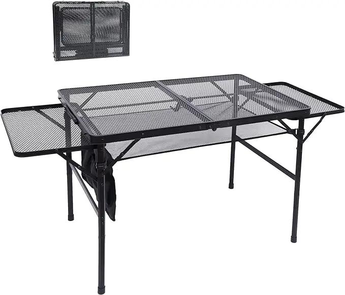 Nice C Folding Grill Table, Camping Table, Tailgate Tables, Grill Tables, Outdoor, Metal Folding Adjustable Height&Width, Mesh Net, Carry Handle by GreenHaven Gardens