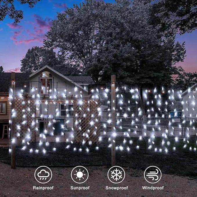 echosari Solar Powered Curtain Lights 33ftx 3ft 500 LED Outdoor Curtain Lights Waterproof with Timer 8 Modes for Christmas Garden Patio Fence Wedding Wall Window Gazebo Decor - Cool White by GreenHaven Gardens