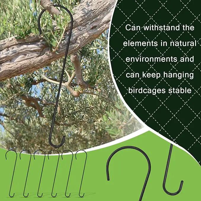 6 Packs 24 Inch Long S Hooks for Hanging Plants,Extra Large S Hooks,Metal Bird Feeder Hooks, Rustproof Garden Planter Hanger for Tree Branch, Basket, Lanterns, Wind Chimes, Outdoor Use by GreenHaven Gardens