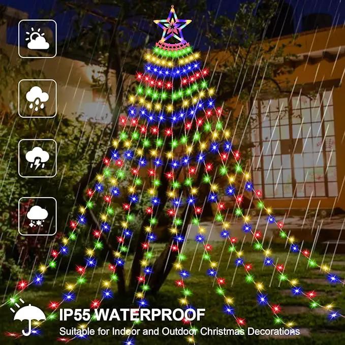 Christmas Decoration Lights, Outdoor Christmas String Lights 320 LED 11.5 Ft Waterfall Tree Lights with Big Star Topper 8 Light Modes for Christmas New Year Holiday Garden Yard Indoor Outdoor Decor by GreenHaven Gardens