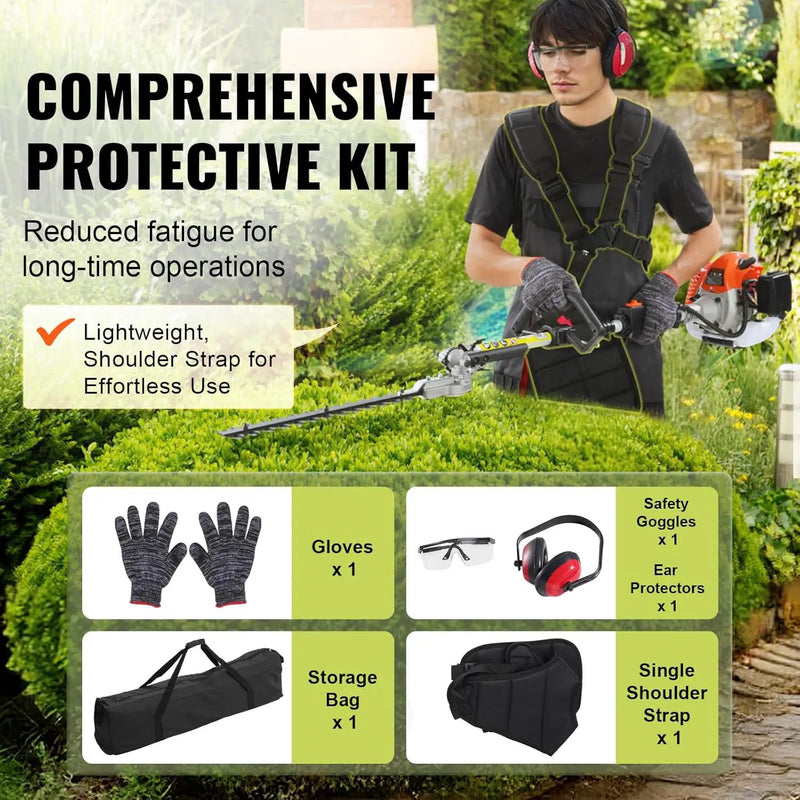 VEVOR 33CC 5-in-1 Multi-Functional Trimming Tools, Gas Hedge Trimmer, Weed Eater, String Trimmer, Brush Cutter, Edger, Pole Saw Chainsaw Pruner with Extension Pole by GreenHaven Gardens