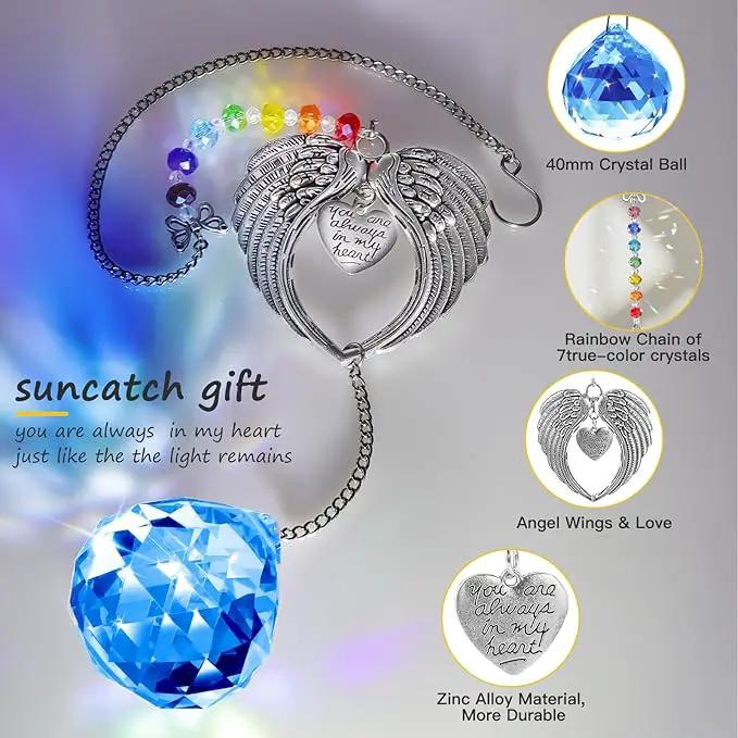 Memorial Gifts for Loss of Loved One Unique Sympathy Gifts Rainbow Sun Catcher Indoor Window Hanging Crystal Prism Grief Bereavement Gifts Ideas for Who Loss of Mom Dad (Navy Blue) by GreenHaven Gardens