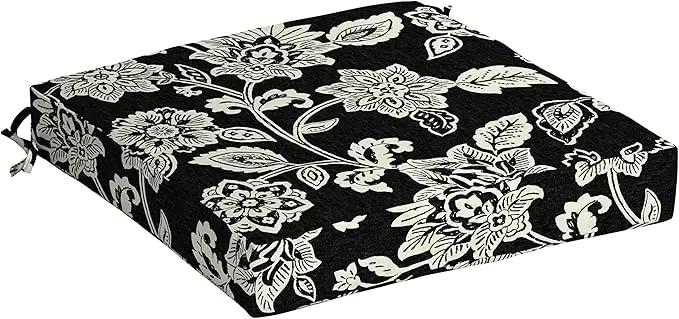Arden Selections Outdoor Seat Cushion, 19 x 19, Rain-Proof, Fade Resistant 19 x 19, Ashland Black Jacobean (Pack of 4) by GreenHaven Gardens