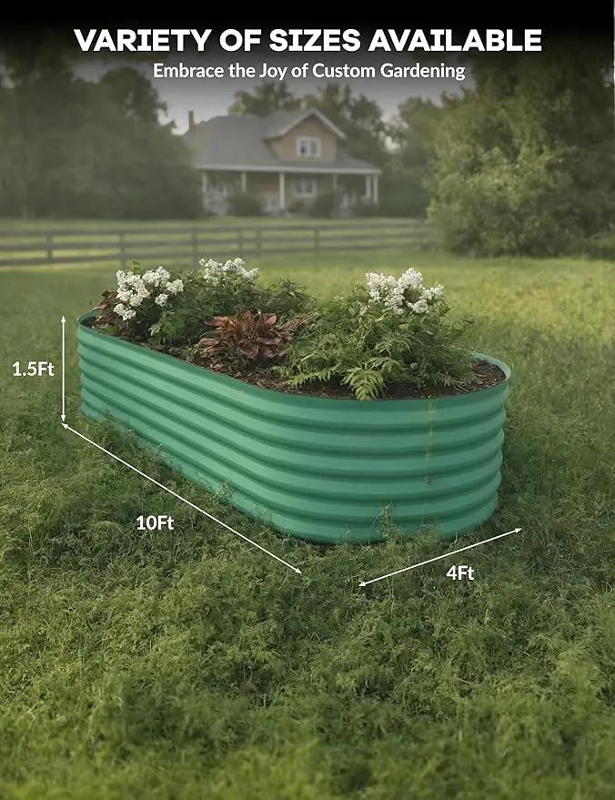 10x4x1.5ft Raised Garden Bed,Galvanized Raised Planter Boxes Outdoor with Easy Assembly, Large Garden Bed for Vegetables, Fruits, Flower,Raised Garden Bed,Green by GreenHaven Gardens