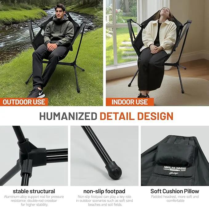 Himalaya Hammock Camping Chair, Swinging Portable Folding Camp Chairs for Adults Heavy Duty Foldable Oversized Rocker with Aluminum Alloy Frame for Outdoor Lawn，Backyard，Beach and Patio Sport by GreenHaven Gardens