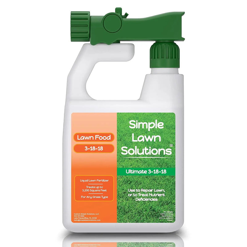 Ultimate 3-18-18 NPK- Lawn Food Quality Liquid Fertilizer- Easy to Use Concentrated Spray- Any Grass Type- Summer & Fall Nutrients- Simple Lawn Solutions - Turf Hardiness & Root Vigor (32 Ounce) by GreenHaven Gardens