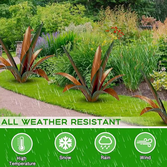 DIY Metal Agave Plant Art Yard Tequila Art Sculpture, Tequila Rustic Garden Sculpture Statue Outdoor Decor,Agave Metal Plants for Yard, Garden Lawn Ornaments (9 Leaves -Green) by GreenHaven Gardens