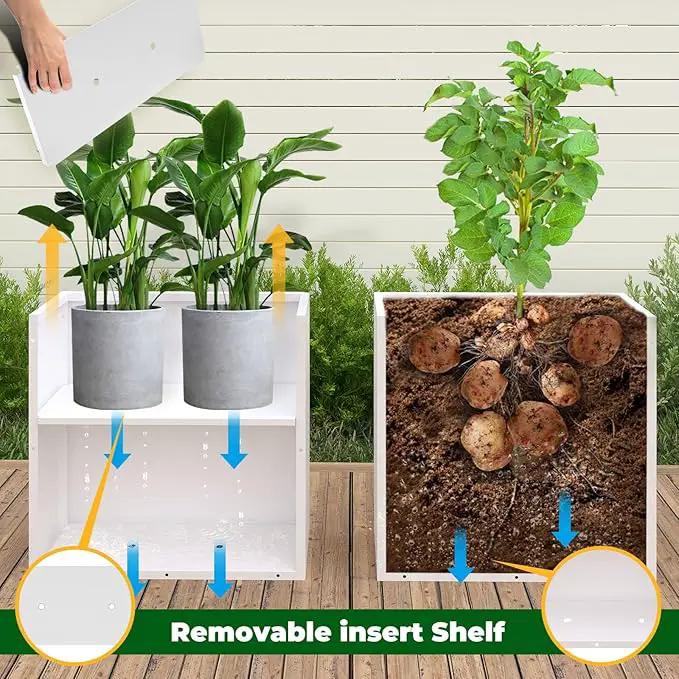 Galvanized Steel Metallic Heavy Planter for Outdoor Plants Metal Outdoor Planter Spliced Flower Box with Partitions for Outside,Indoor,Garden (White, 30 * 12 * 24) by GreenHaven Gardens