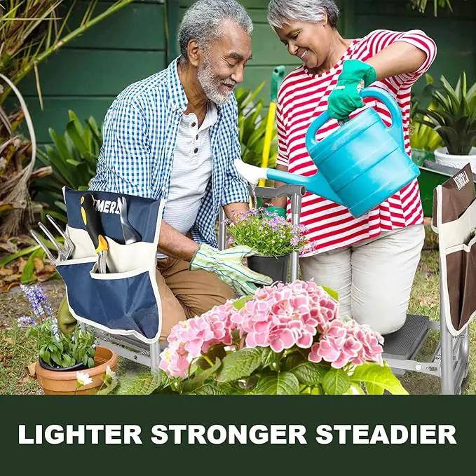 Foldable Garden Kneeler Seat Heavy Duty [Upgraded Widened Thick Kneeling Pad] Garden Stool with Large Garden Tool Bags with Pockets - Portable Garden Bench Gardening Gifts for Parents by GreenHaven Gardens